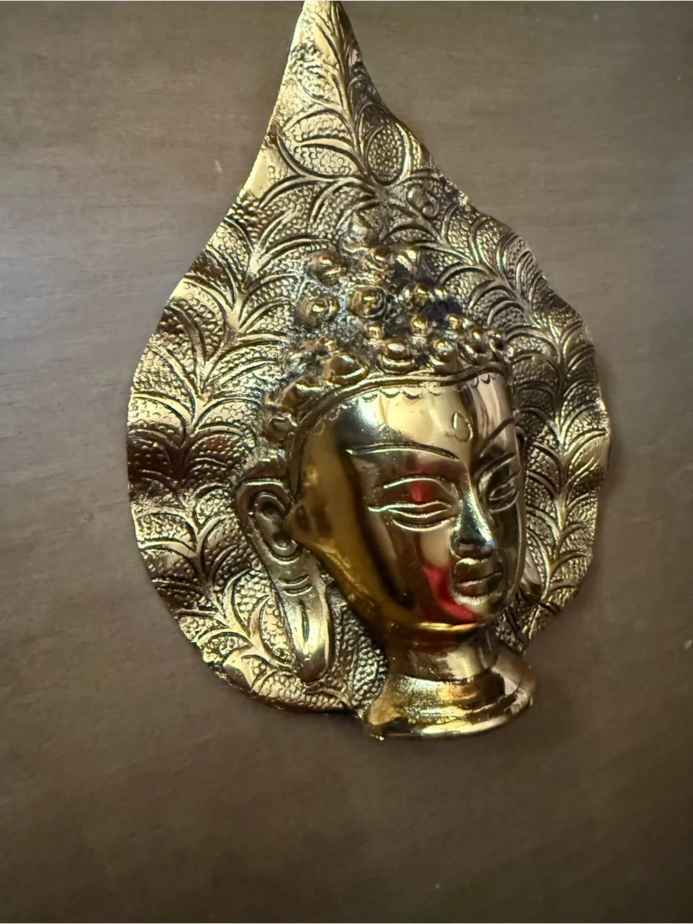 Brass Buddha Head Wall Art - Gold Decorative Sculpture